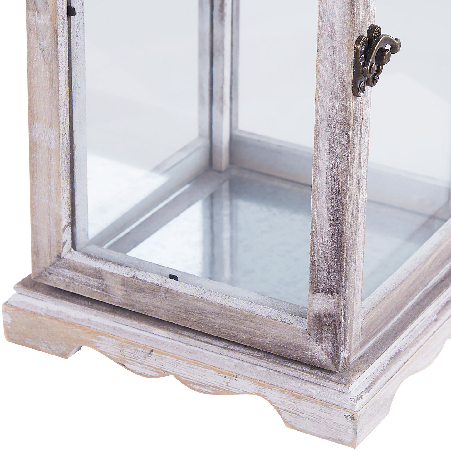 Lantern White Iron 47cm Pillar Candle Holder Distressed Retro Decor Accent