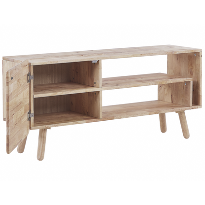 Rubberwood 1 Door TV Stand Light Brown Retro Scandi