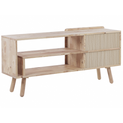 Rubberwood 1 Door TV Stand Light Brown Retro Scandi