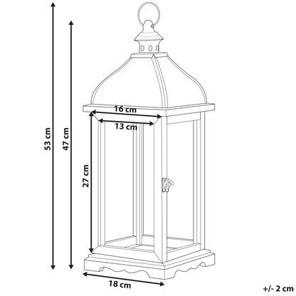 Lantern White Iron 47cm Pillar Candle Holder Distressed Retro Decor Accent