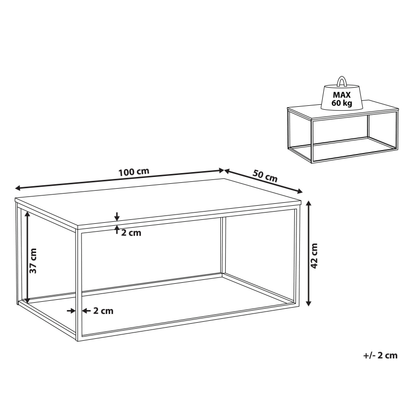 Modernist Coffee Table Glass Top Black Metal Frame 100 x 54