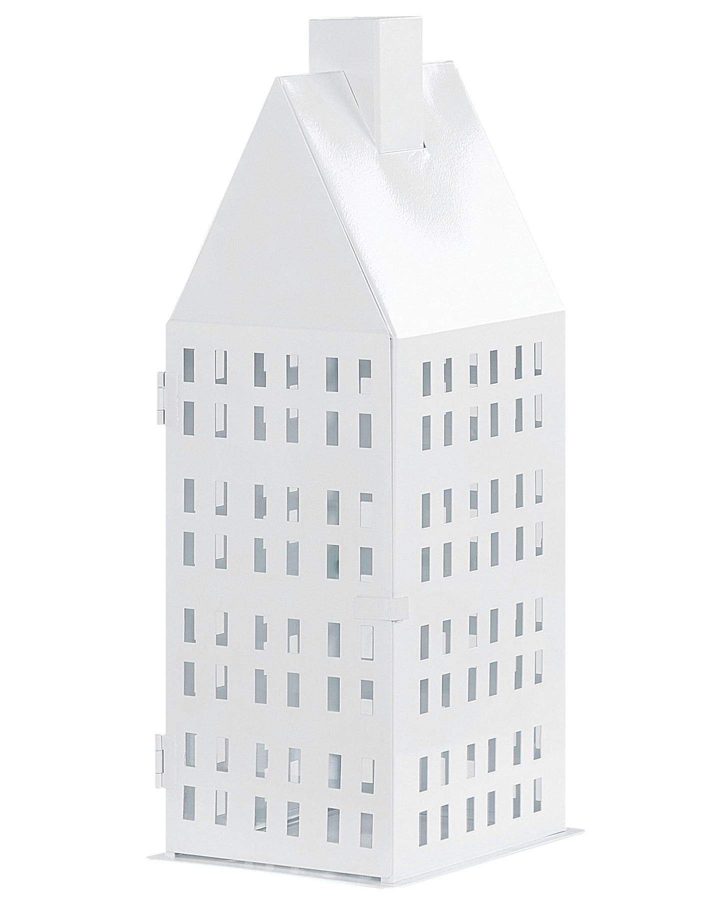 Aura Lantern White Iron 40cm House Candle Holder Minimalistic