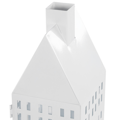 Aura Lantern White Iron 40cm House Candle Holder Minimalistic