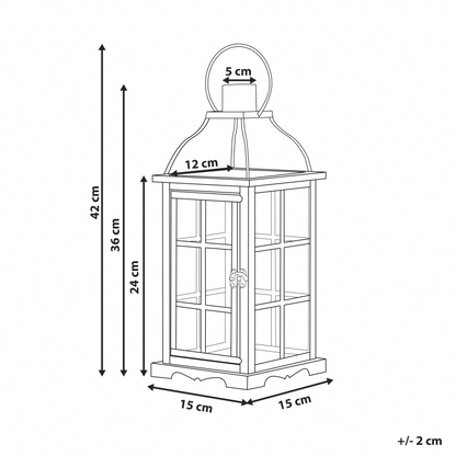 Black Iron Lantern 42cm Glass Door Pillar Candle Holder