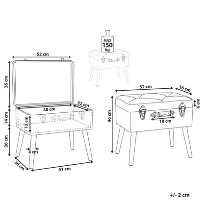 Storage Stool Beige Faux Leather Black Legs