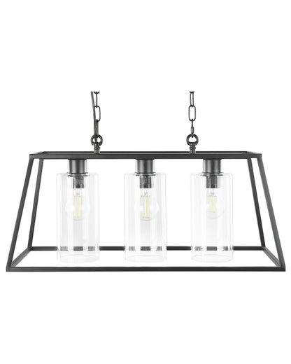 Pendant Lamp Black Cage Frame 117cm Glass Shades