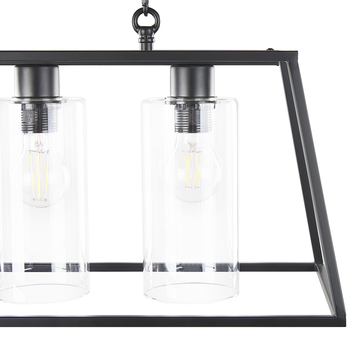 Pendant Lamp Black Cage Frame 117cm Glass Shades