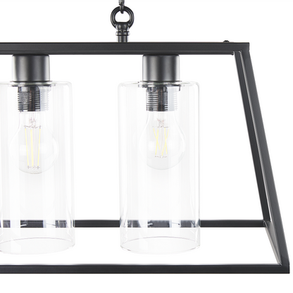 Pendant Lamp Black Cage Frame 117cm Glass Shades