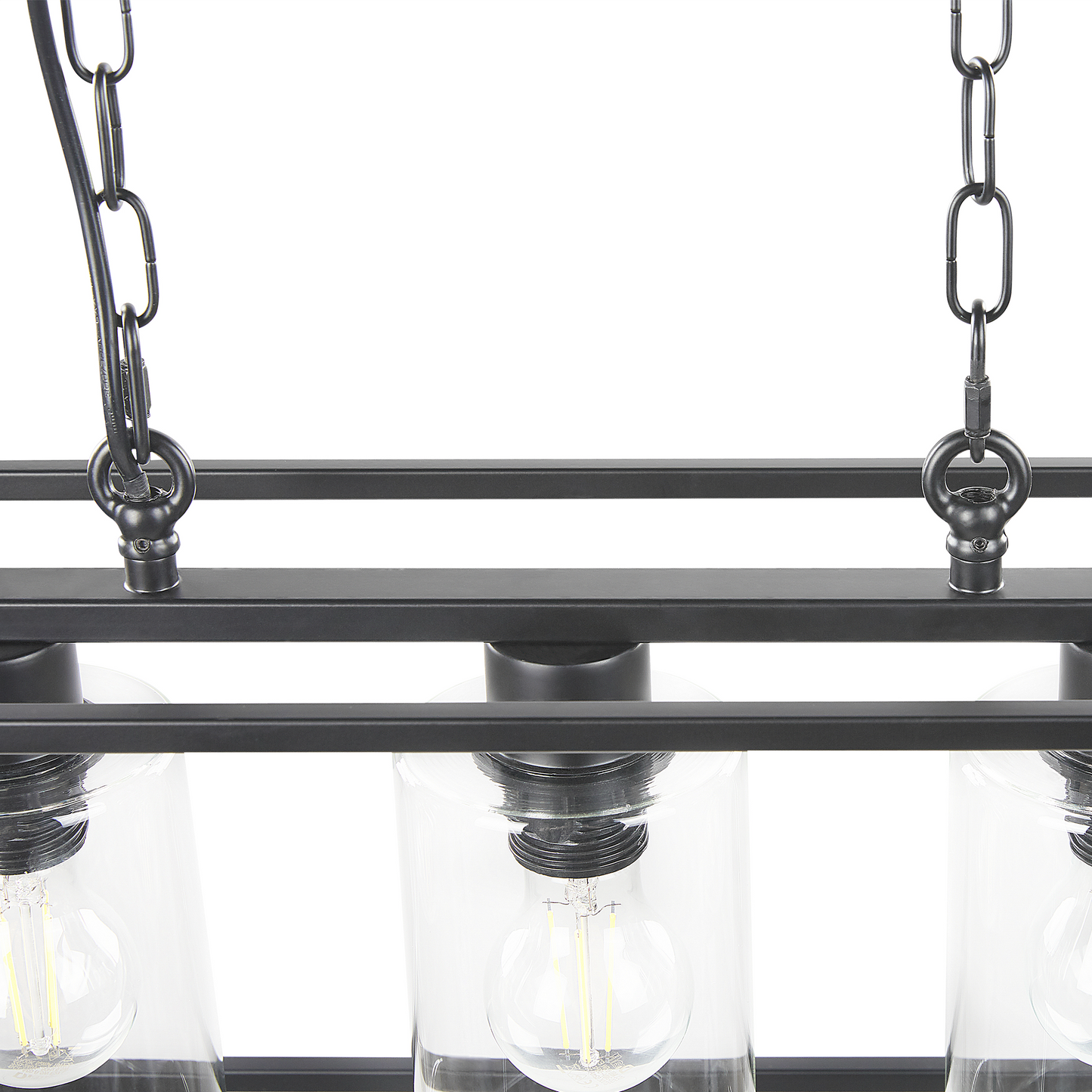 Pendant Lamp Black Cage Frame 117cm Glass Shades