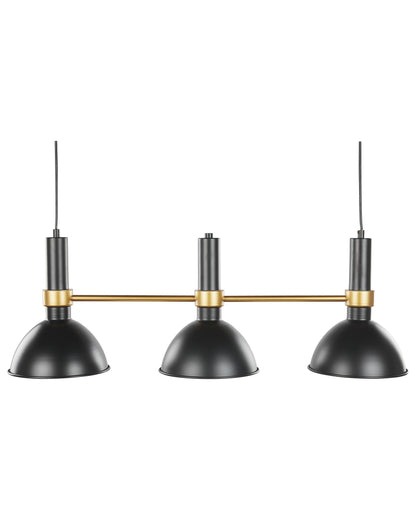 3 Light Hanging Lamp Black Gold Metal Track 107cm