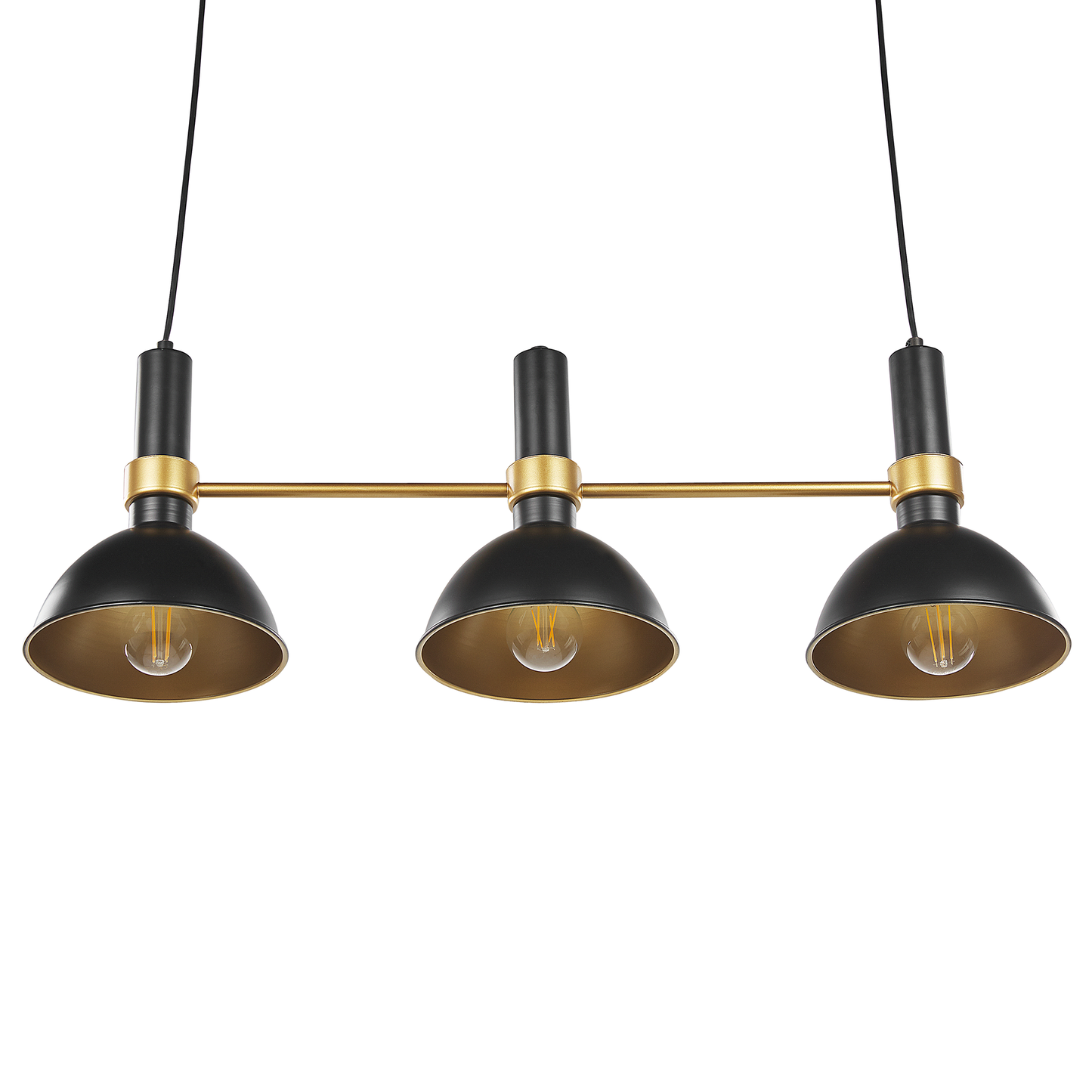 3 Light Hanging Lamp Black Gold Metal Track 107cm