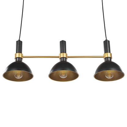 3 Light Hanging Lamp Black Gold Metal Track 107cm