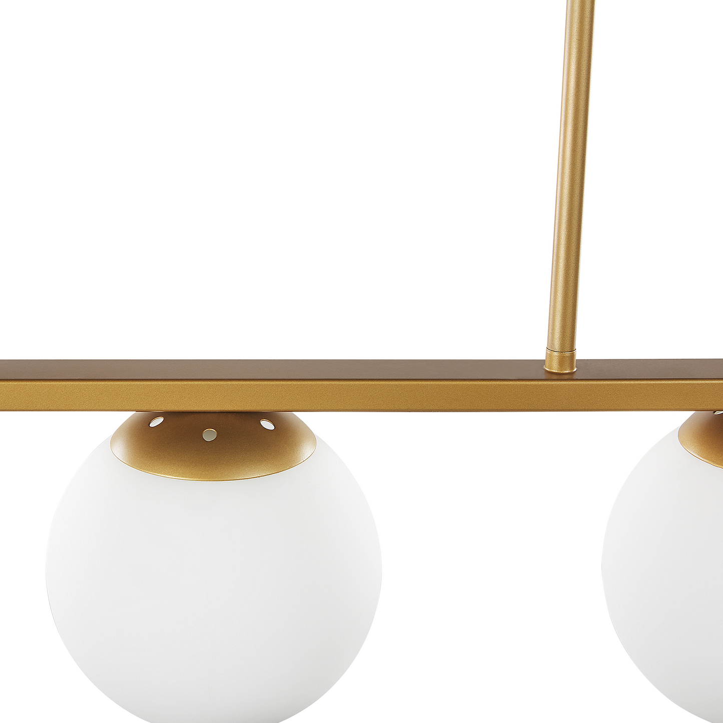 Design Hanging Lamp Gold Metal 62cm 5 Light Track with White Glass Sphere Shades for Dining Room Kitchen