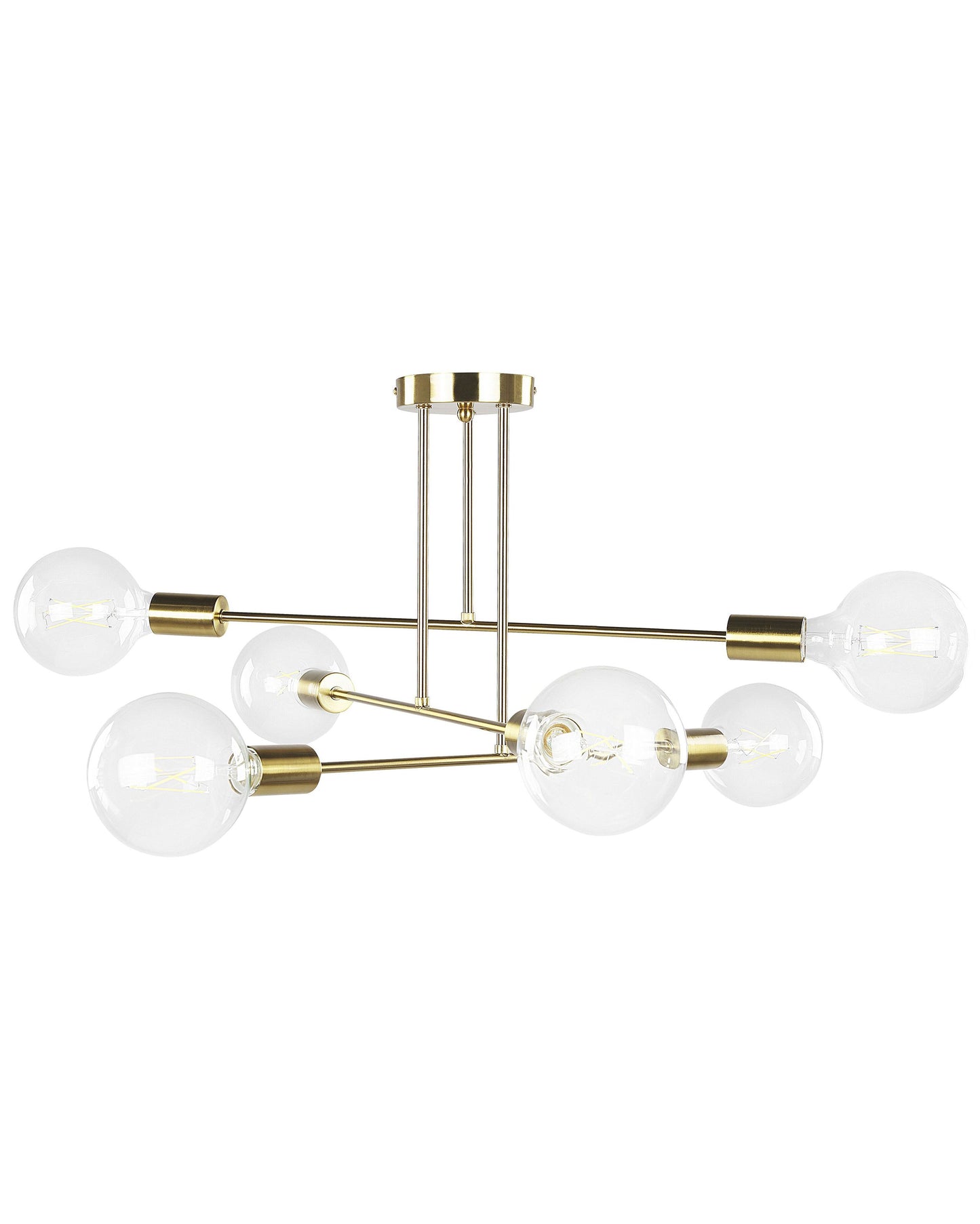 Brass 6 Light Ceiling Lamp No Shades Industrial Modern 33cm