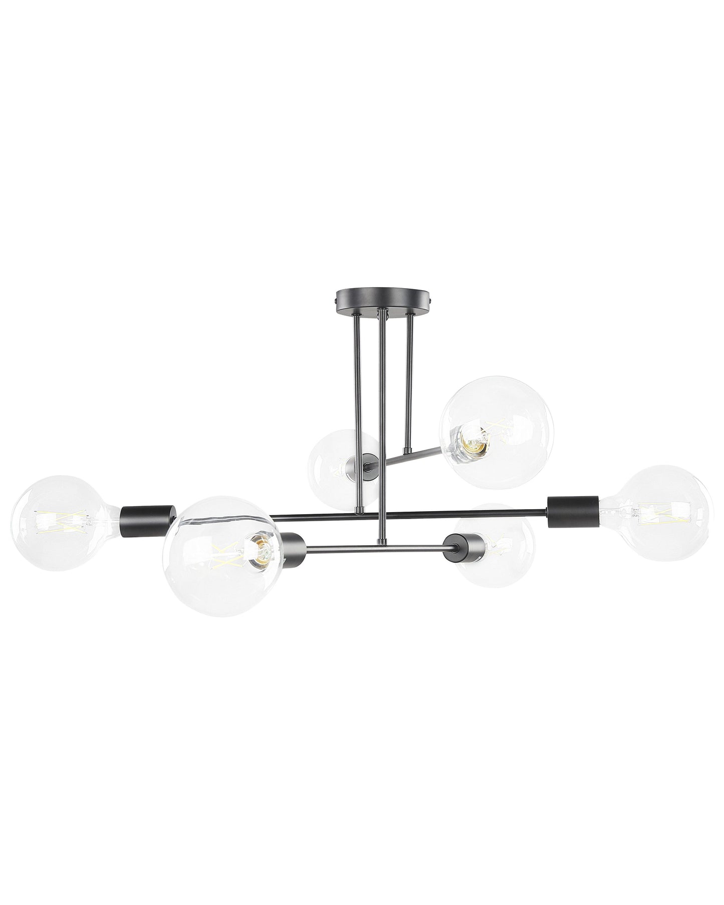 Ceiling Lamp Black Metal 33cm 6 Lights Iron No Shades