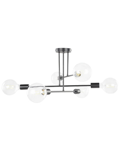 Ceiling Lamp Black Metal 33cm 6 Lights Iron No Shades