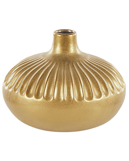 Home Gold Stoneware Vase 20cm Decorative Tabletop Accent