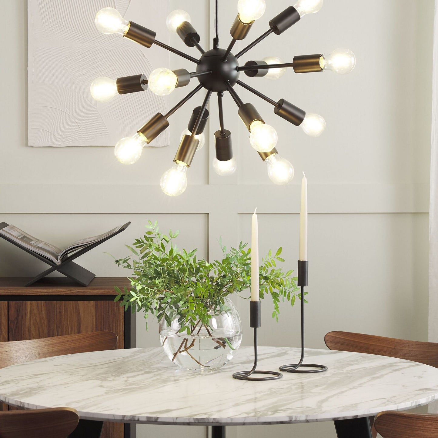 Pendant Lamp Black Metal 115cm 15 Light Fixture