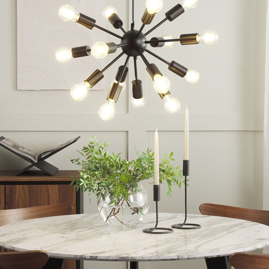 Pendant Lamp Black Metal 115cm 15 Light Fixture