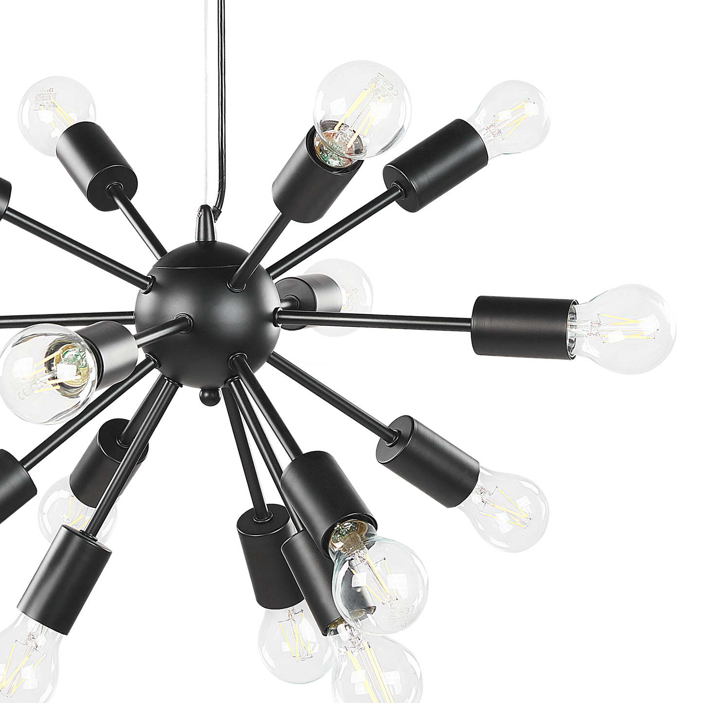 Pendant Lamp Black Metal 115cm 15 Light Fixture