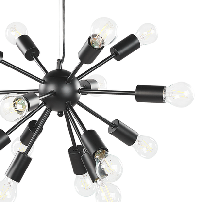 Pendant Lamp Black Metal 115cm 15 Light Fixture