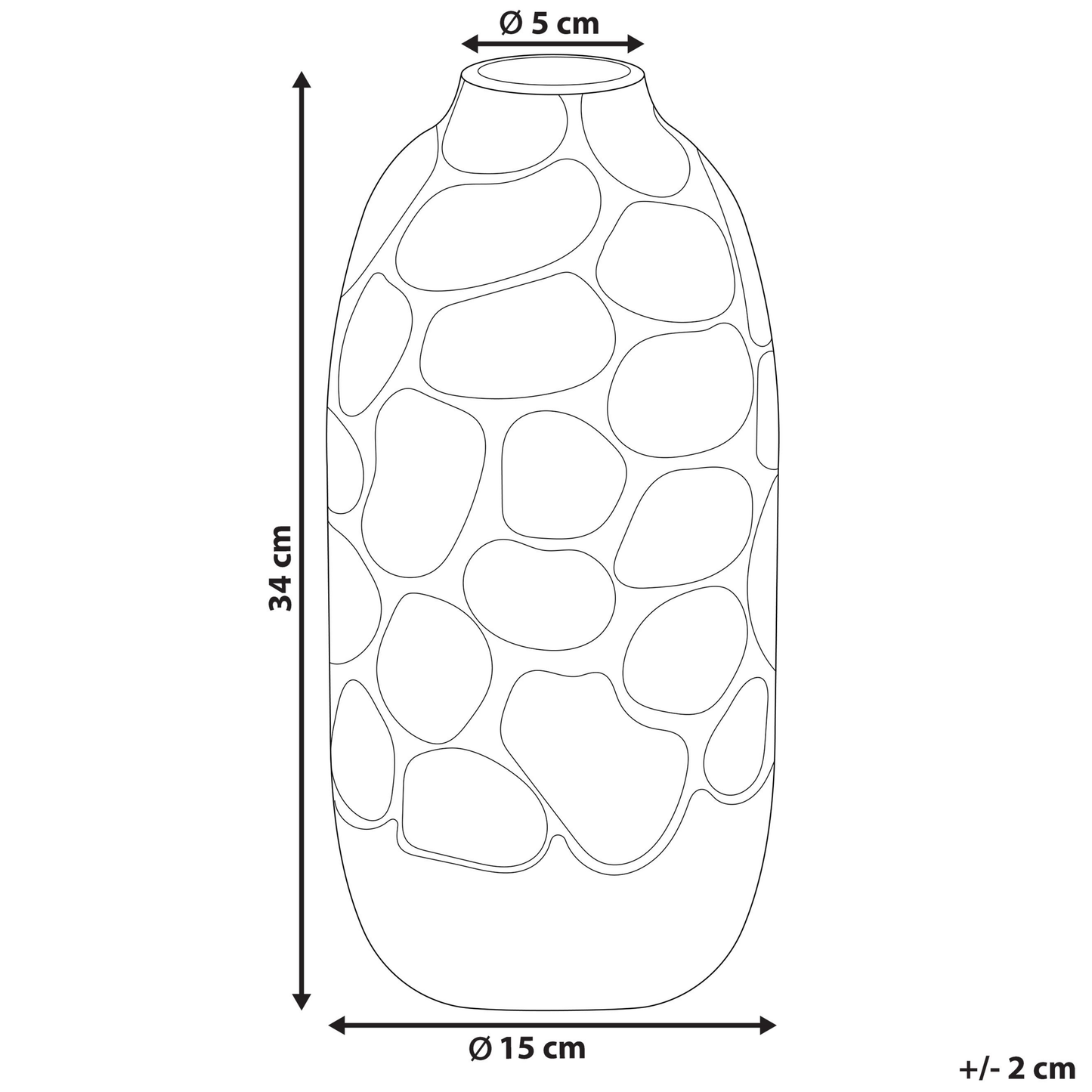 White Stoneware Flower Vase 34cm Silver Detailing