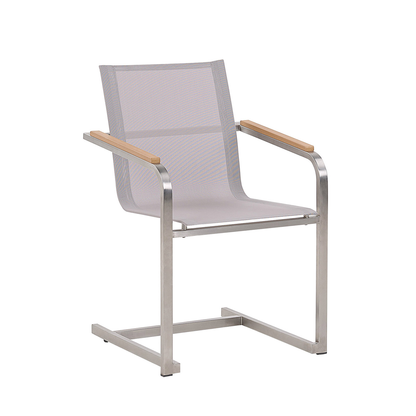 Beige 4 Pack Cantilever Garden Chairs Stainless Steel Frame