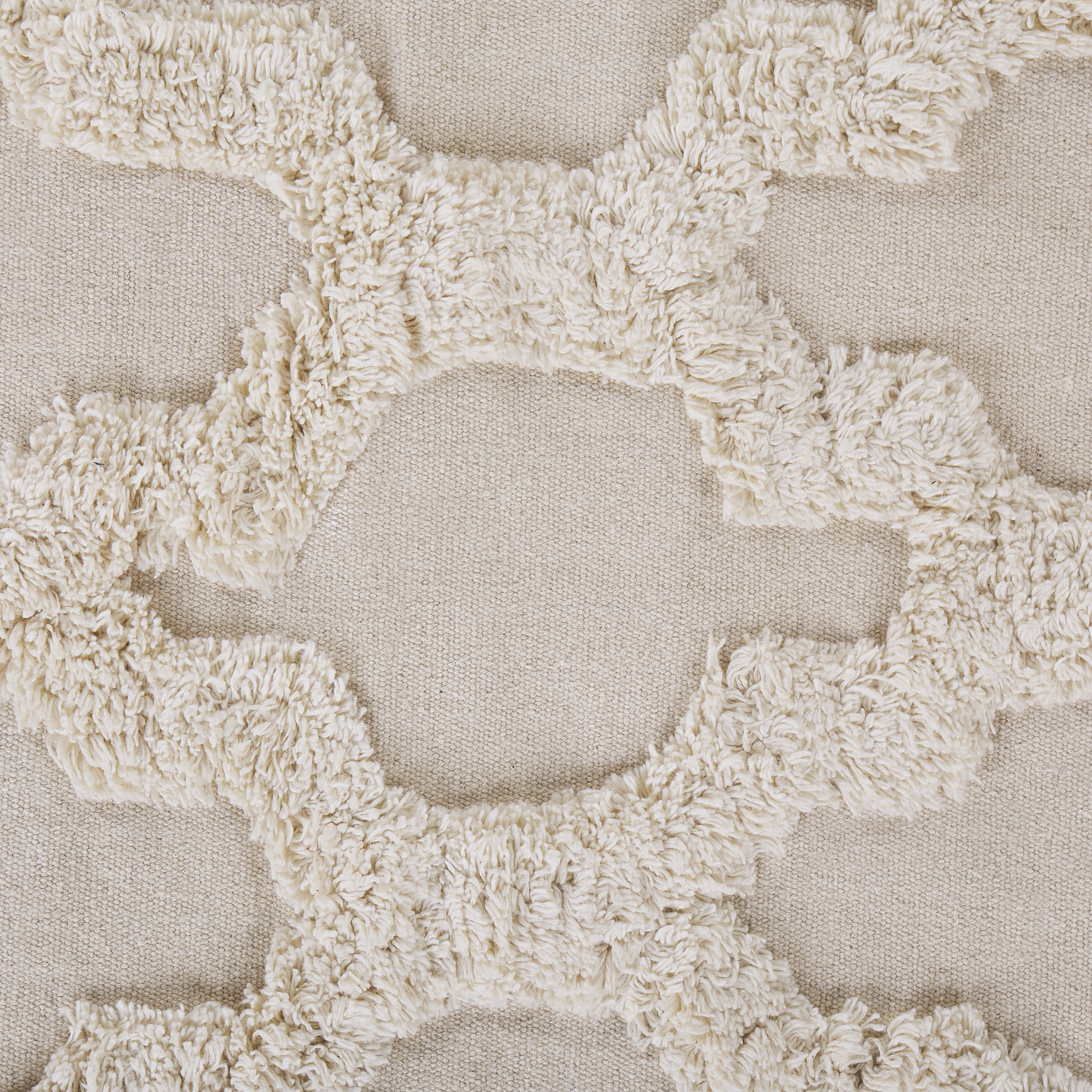 Beige Cotton Area Rug 80 x 150cm Moroccan Quatrefoil Tassels
