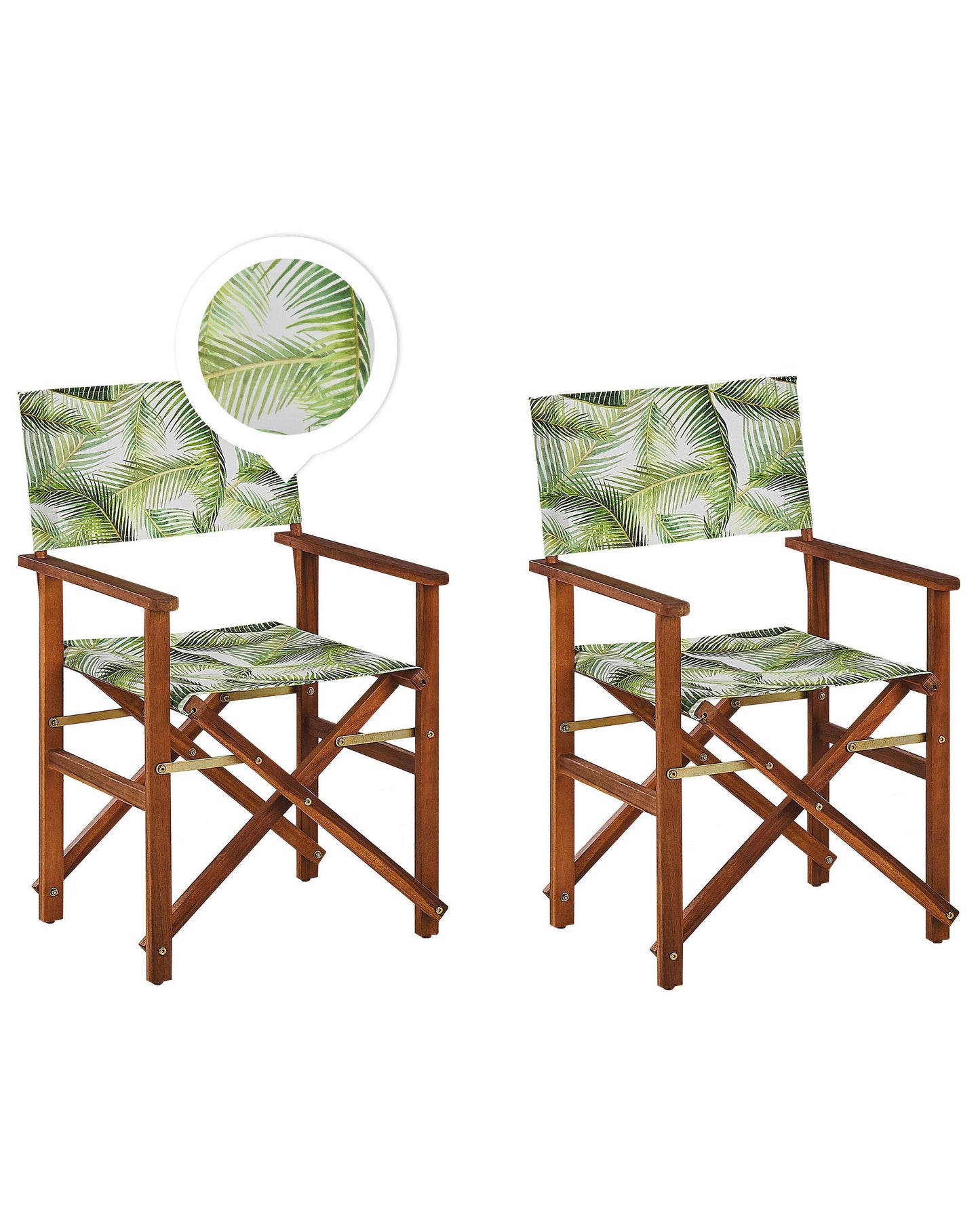 Garden Director Chair Set Of 2 Dark Wood Off-White Leaves