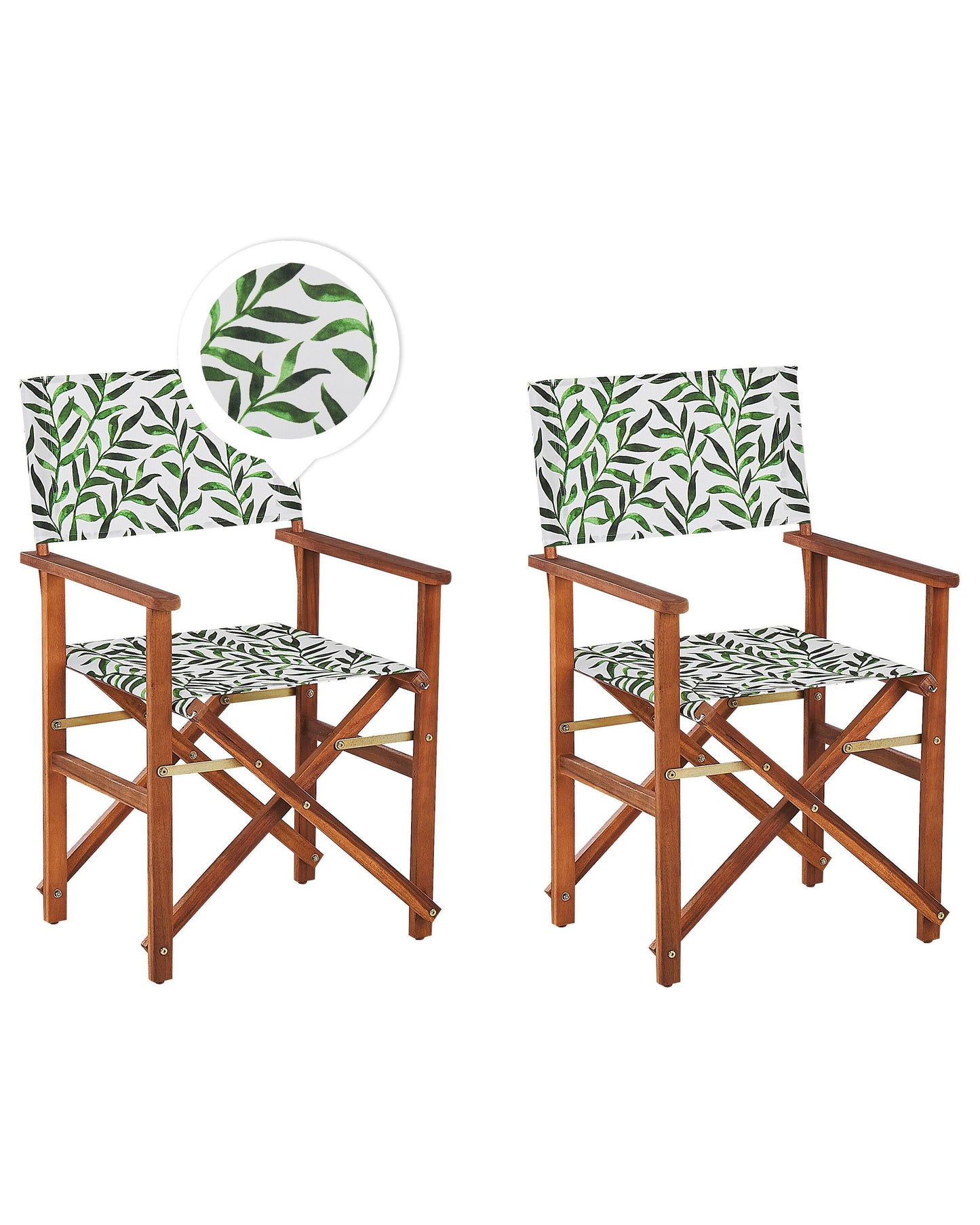 Garden Director Chairs 2 Dark Brown Folding Leaf Pattern