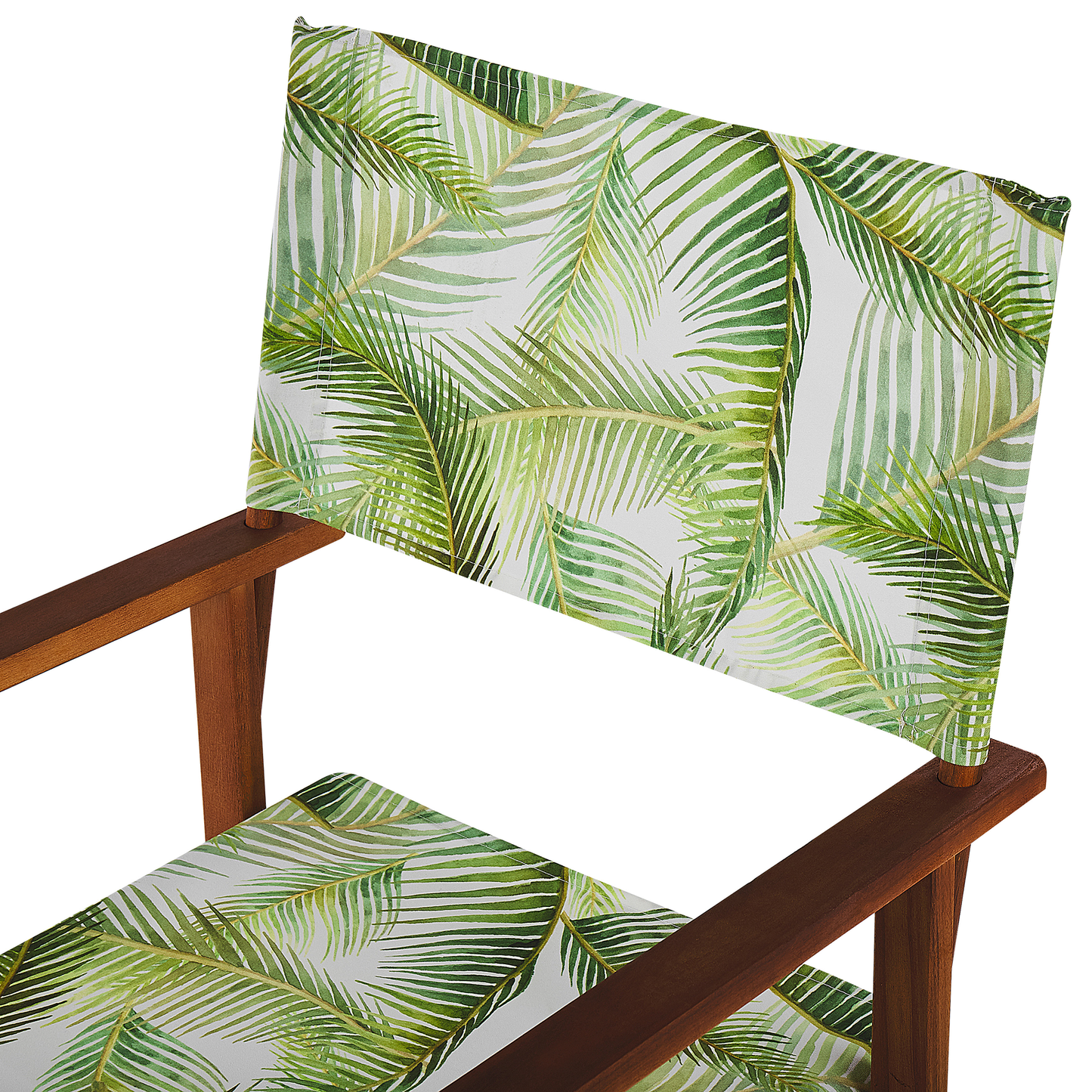 Garden Director Chair Set Of 2 Dark Wood Off-White Leaves
