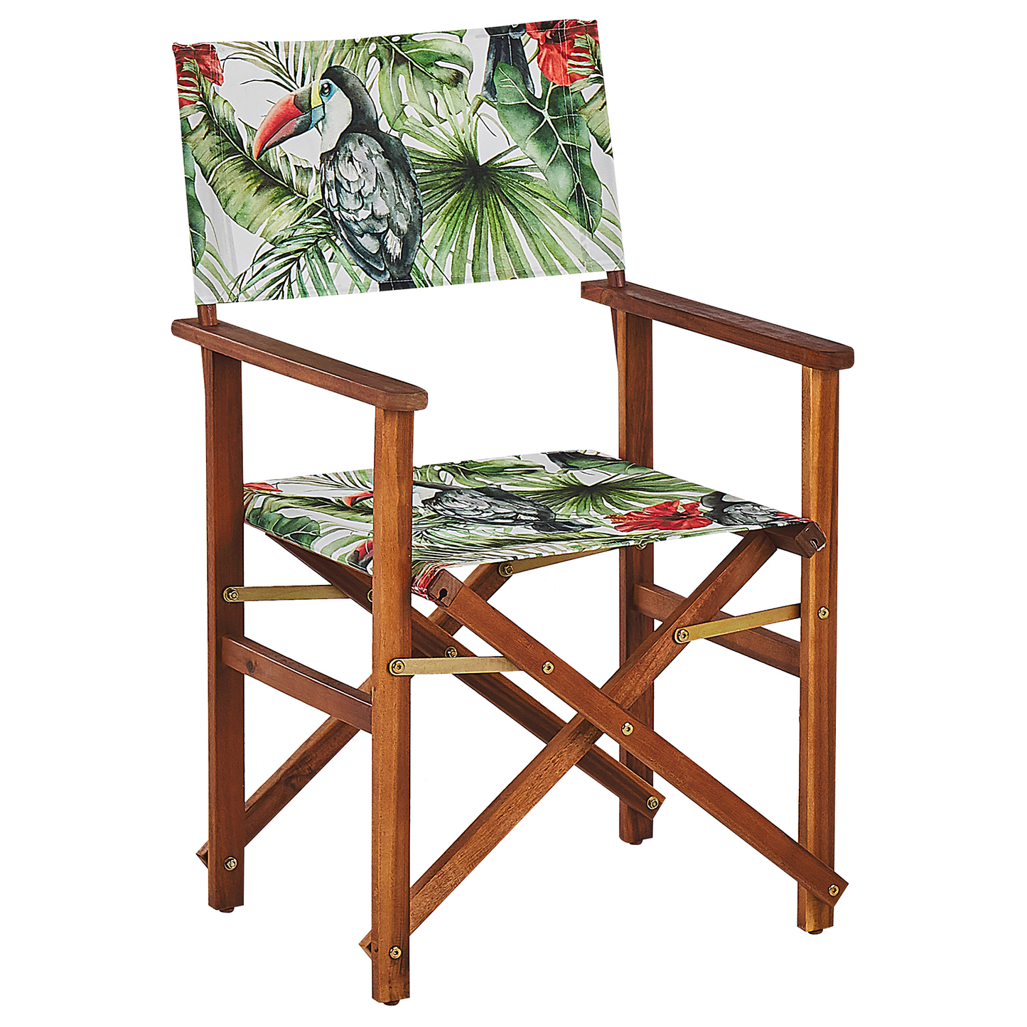 X Garden Director's Chairs Set Of 2 Dark Wood Folding With Grey Acacia Toucan Pattern Fabric