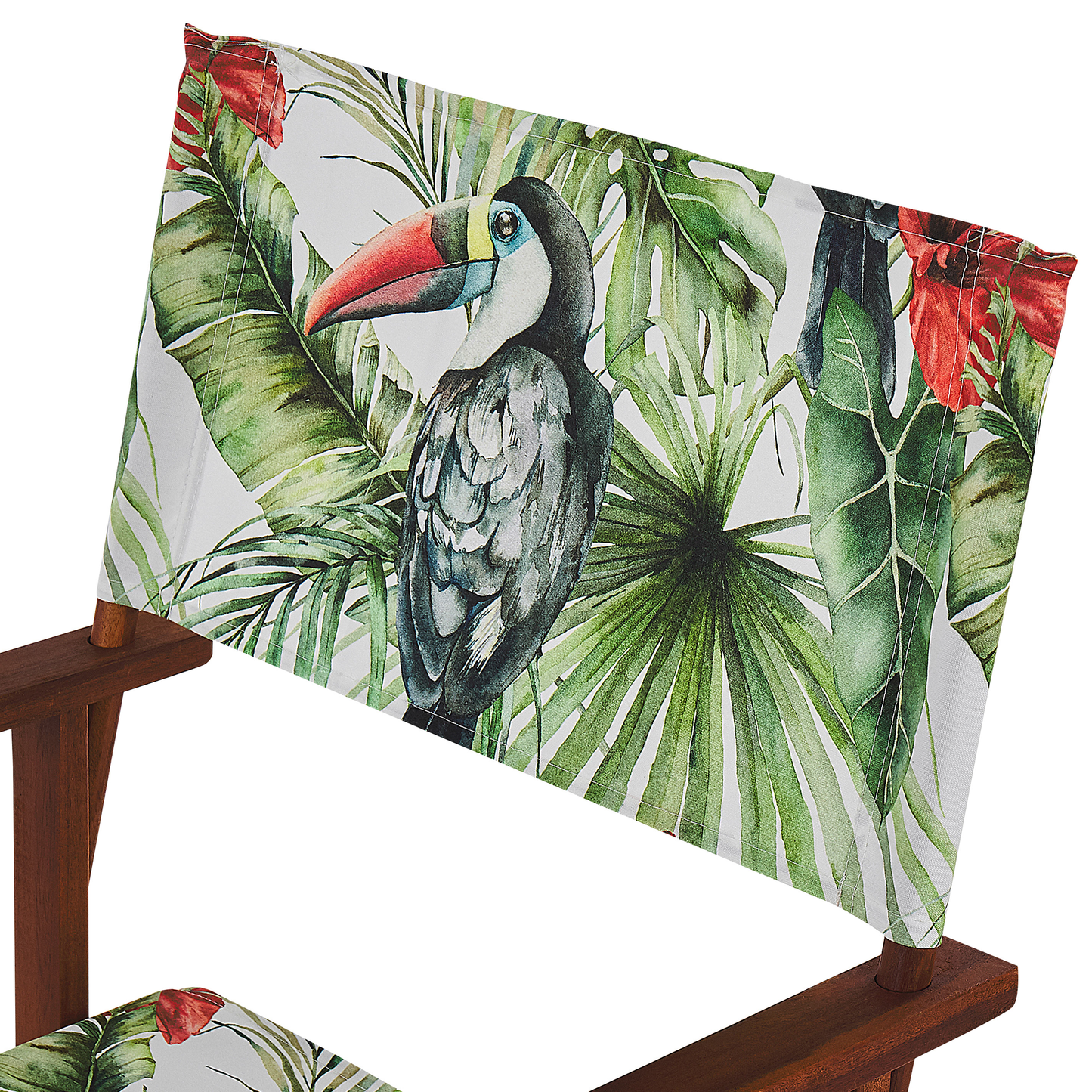 X Garden Director's Chairs Set Of 2 Dark Wood Folding With Grey Acacia Toucan Pattern Fabric
