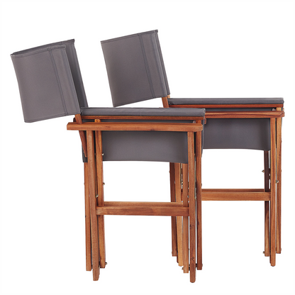 X Garden Director's Chairs Set Of 2 Dark Wood Folding With Grey Acacia Toucan Pattern Fabric