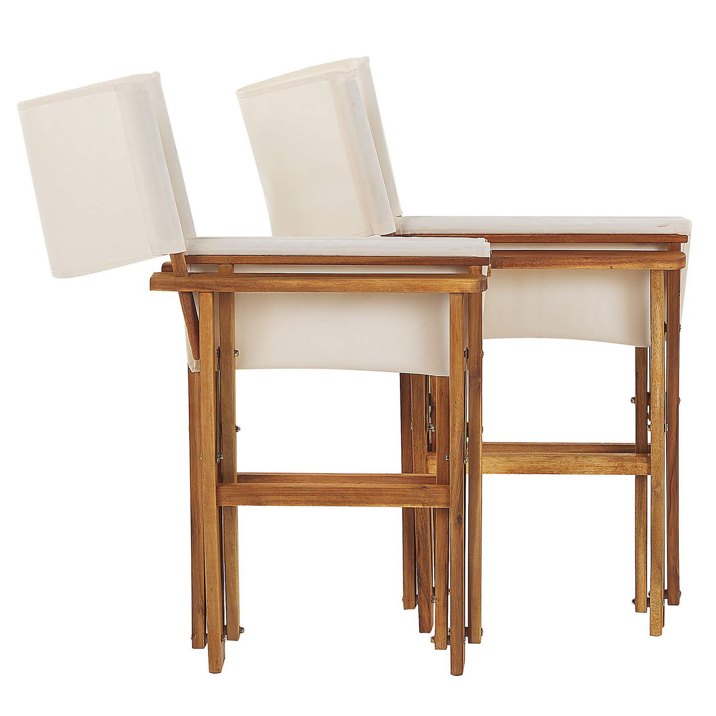 Garden Director Chairs Set Of 2 Light Wood With Off White Acacia Leaf Pattern Replacement Fabric Folding