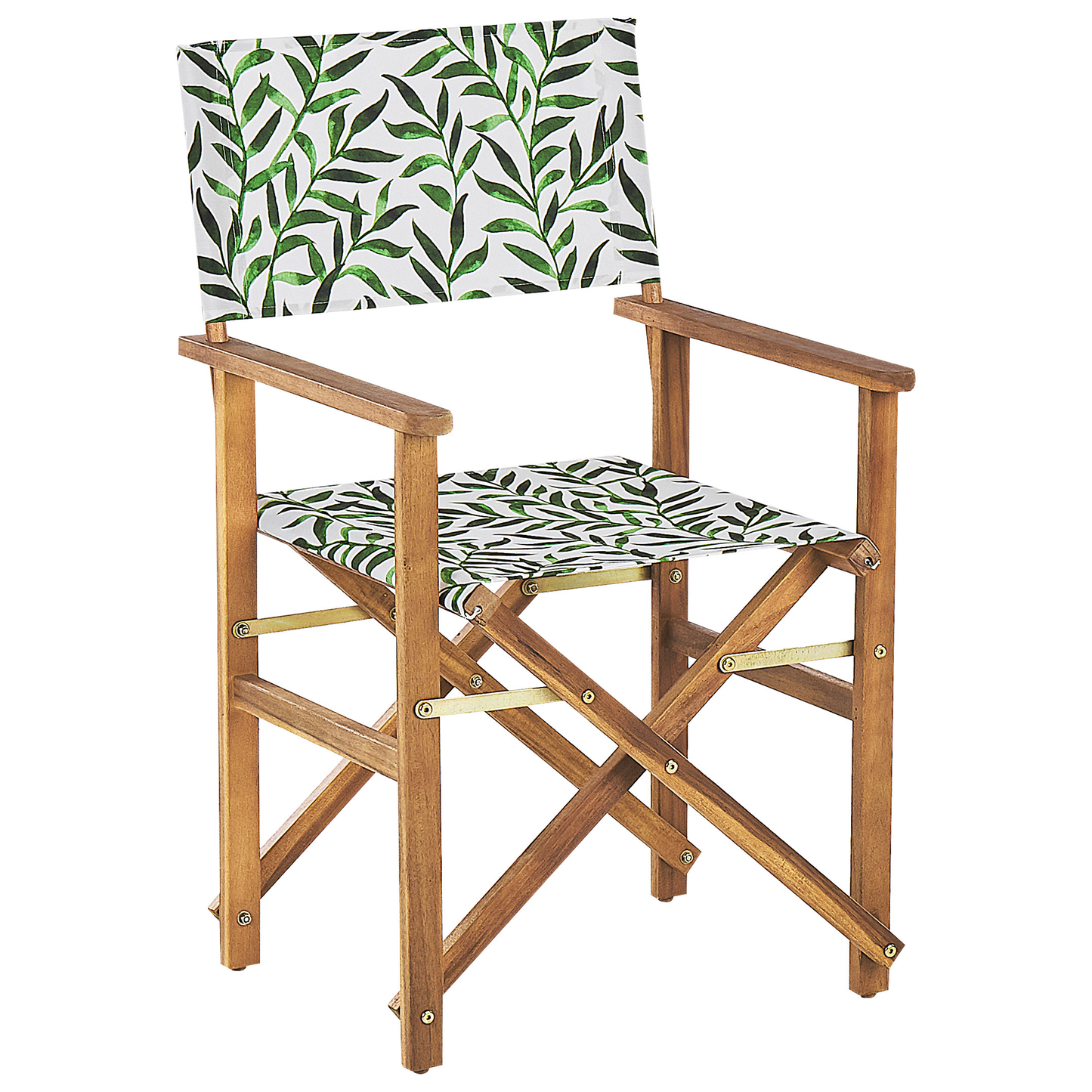 Garden Director Chairs Set Of 2 Light Wood With Off White Acacia Leaf Pattern Replacement Fabric Folding
