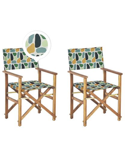 Garden Director's Chairs Set of 2 Light Wood Folding Sling