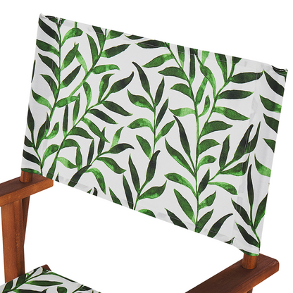 Acacia Director's Chairs Set Of 2 Dark Brown Folding GreyLeafFabric