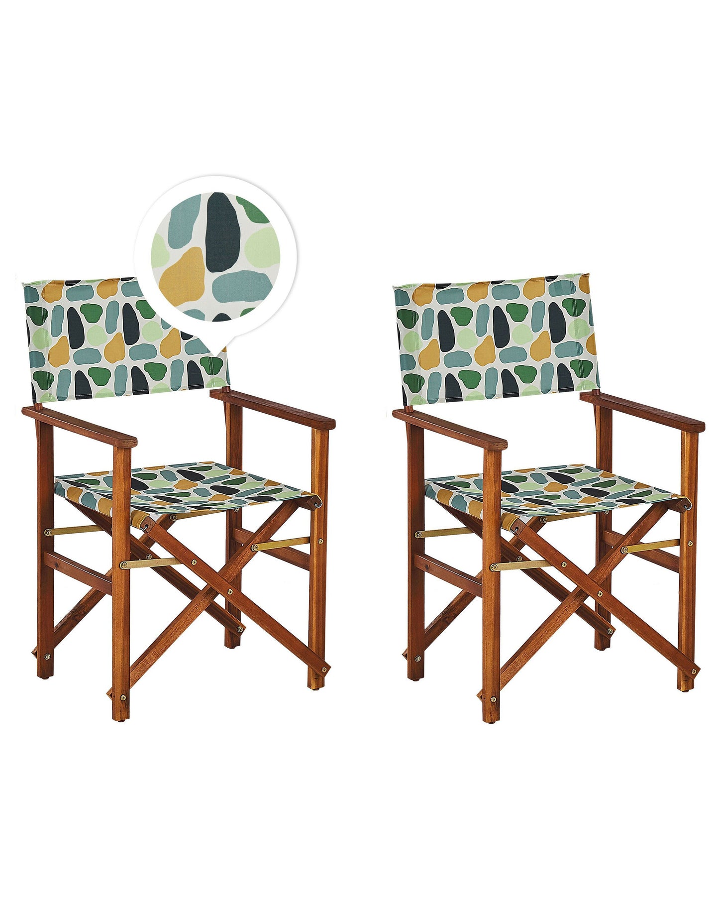 Garden Director Chairs Set of 2 Dark Wood Grey Folding