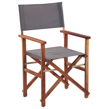 Garden Director Chairs Set of 2 Dark Wood Grey Folding