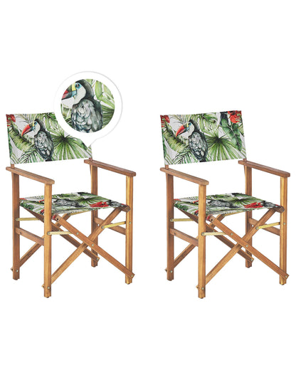 Acacia Garden Director's Chair Pair Grey Toucan Fabric Folding