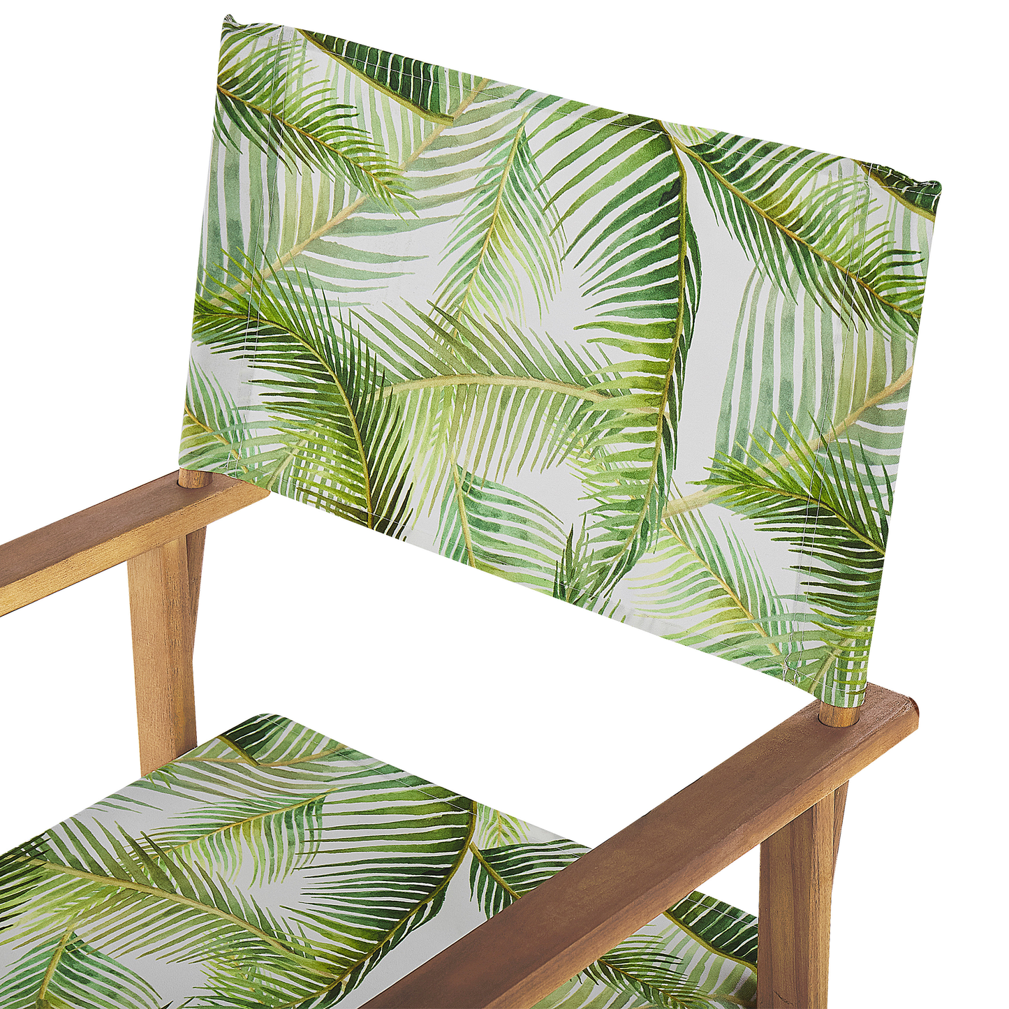 Garden Director's Chairs Set Of 2 Light Brown Folding With Grey Acacia Leaves Pattern Replacement Fabric