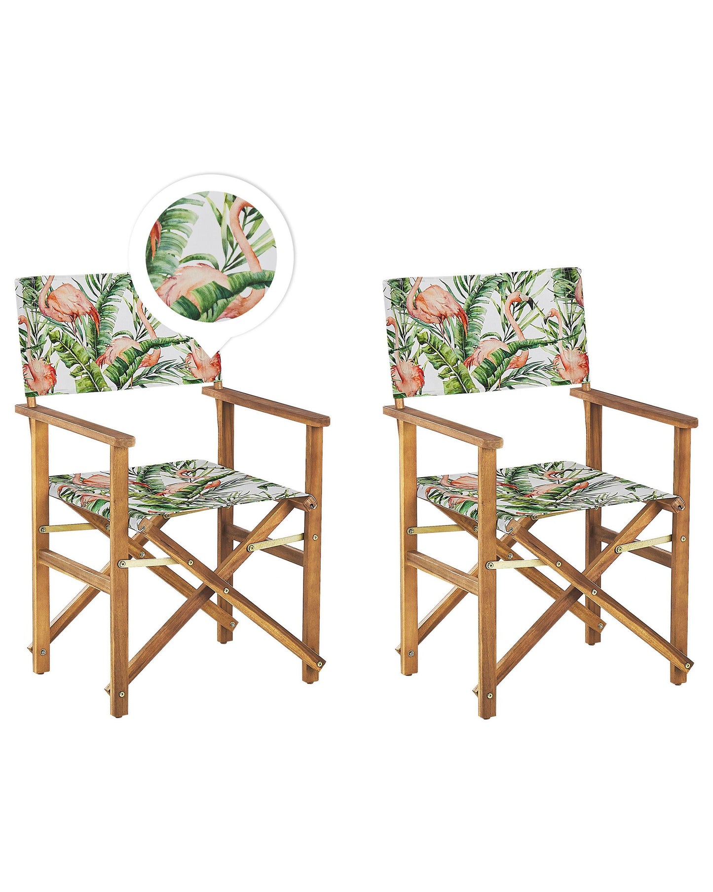 Flamingo Director's Chairs Set of 2 Folding Acacia Grey Fabric