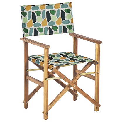Home Directors Chairs Set Of 2 Light Wood Folding With Grey Acacia Pattern Replacement Fabric