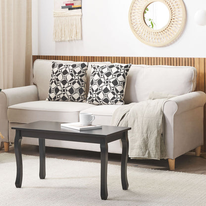 Maison Chic Coffee Table Black MDF Top With Pine Wood Cabriole Legs 80x40 cm Shabby Chic