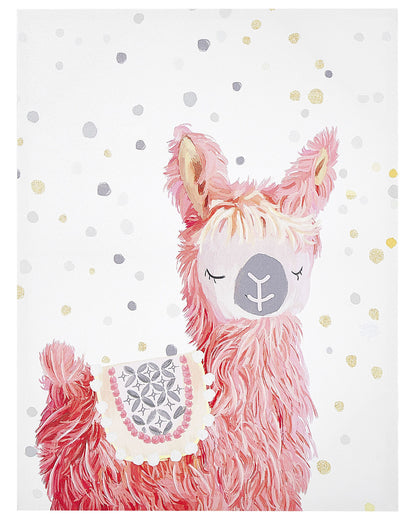 Pink Llama Canvas Art 60 x 80cm Kids Room Decor