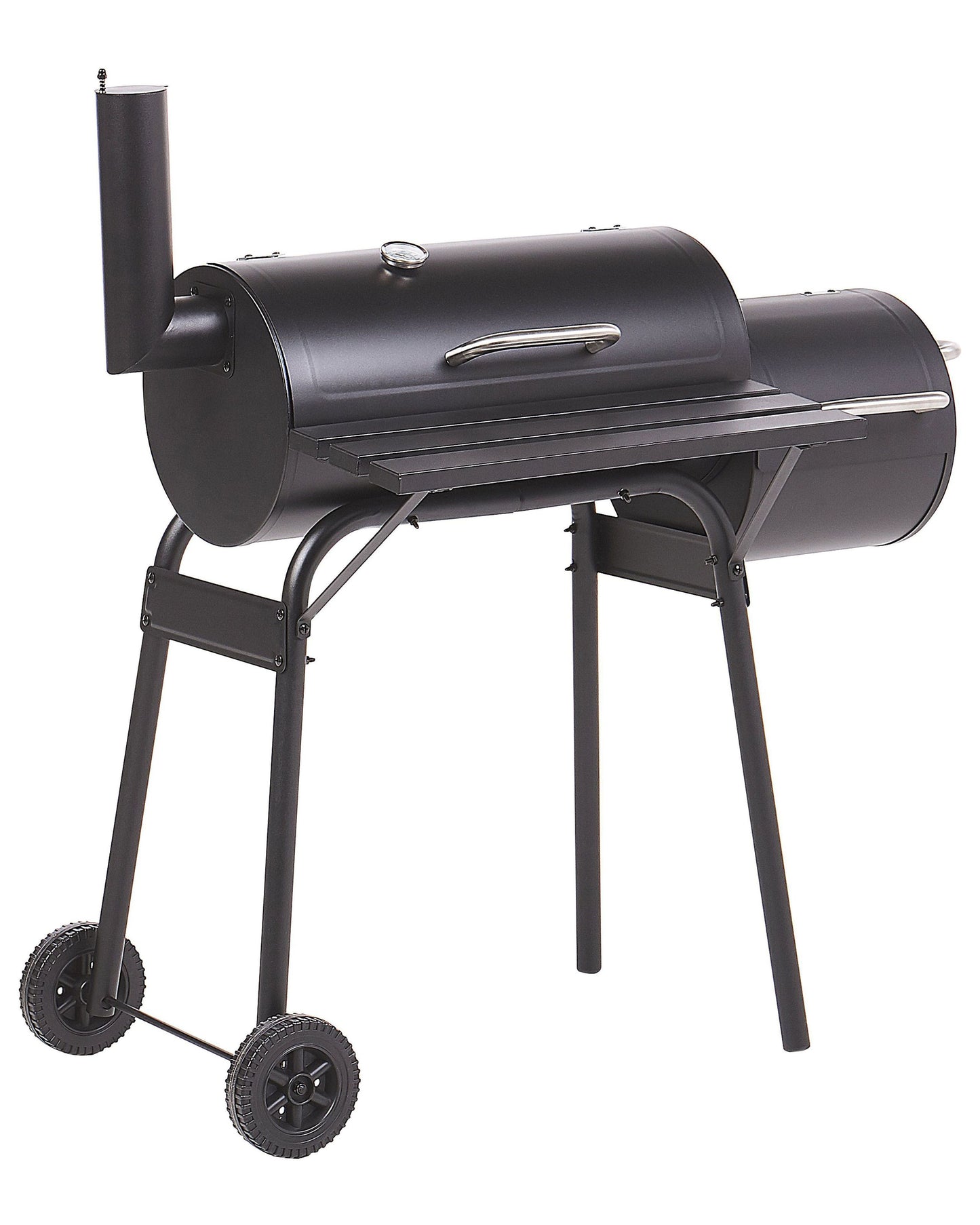 Grill Black Steel With Lid Wheeled Offset Smoker