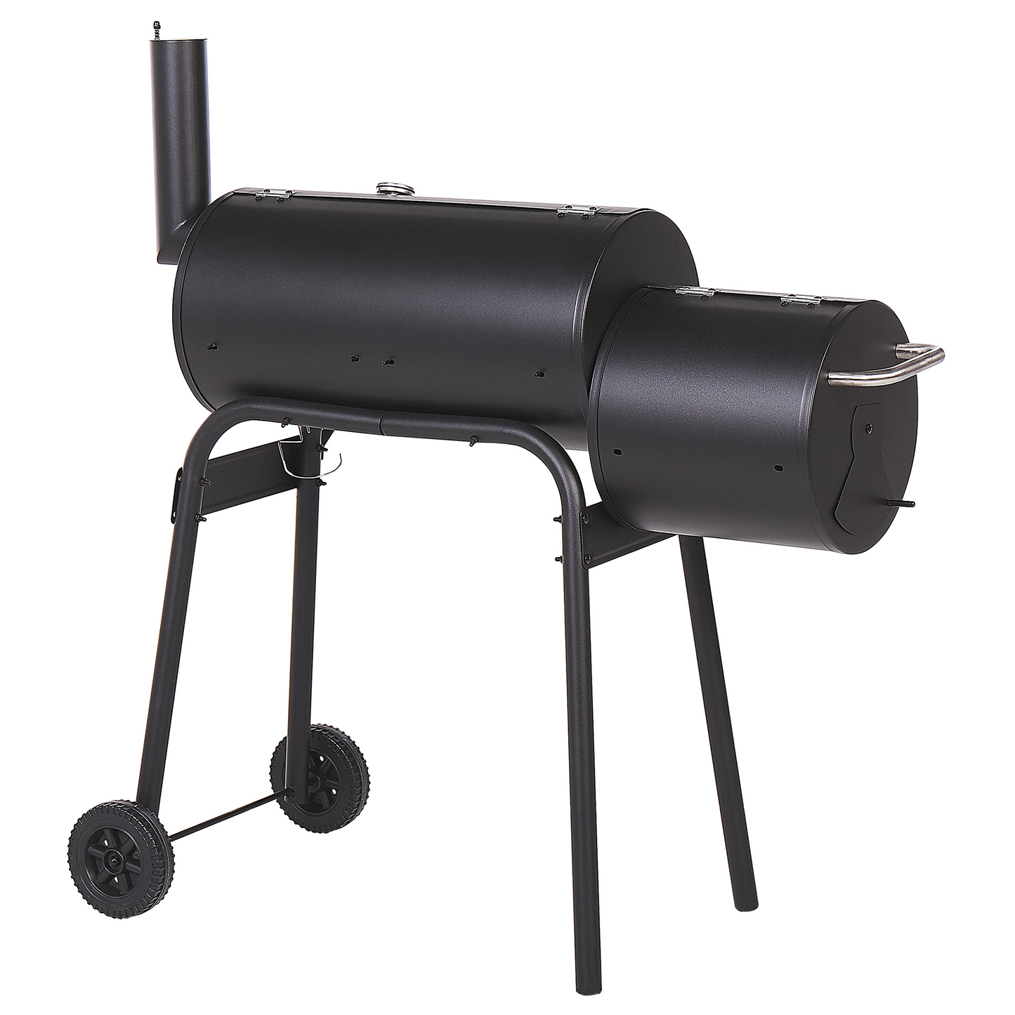 Grill Black Steel With Lid Wheeled Offset Smoker