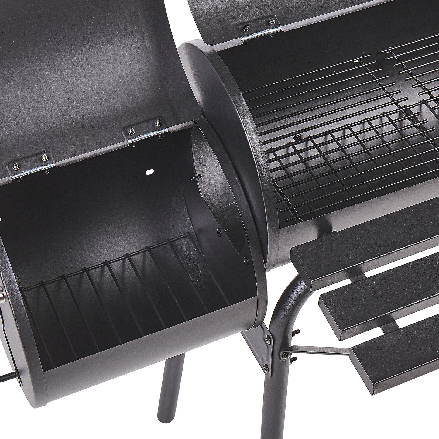 Grill Black Steel With Lid Wheeled Offset Smoker