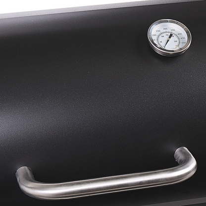 Grill Black Steel With Lid Wheeled Offset Smoker
